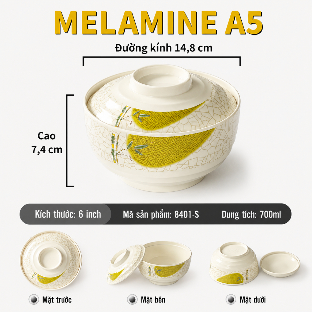 Âu Phíp ( Melamine A5 ) Hoa Văn Hình Lá Tre Dùng Cho Nhà Hàng Khách Sạn  8401