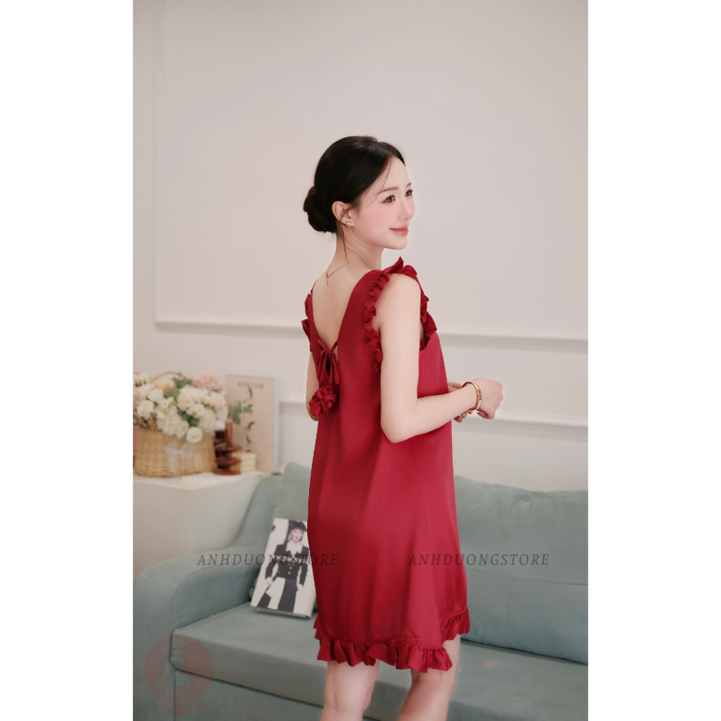Đầm ngủ thiết kế nhà Ánh Dương chất liệu lụa ngọc trai sang chảnh - phù hợp mặc ở nhà hottrend 2026