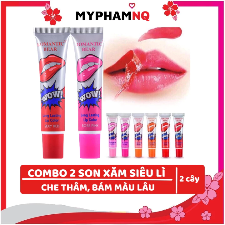 Combo 2 Tuýp SON XĂM WOW HÀN QUỐC Siêu Bền Màu 1-3 Ngày Không Lem Không Trôi MyphamNQ