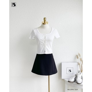 Áo kiểu ngắn tay Twentyfive phối nơ viền ren nữ tính 7319