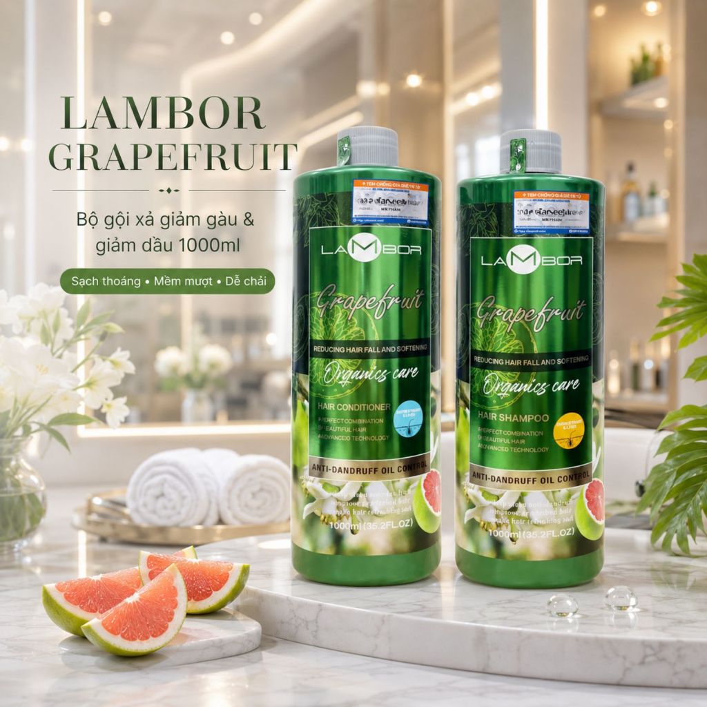 Combo Dầu Gội Xả Bưởi AILISE LAMBOR 1000ml | Giảm Gãy Rụng, Hỗ Trợ Mọc Tóc, Dưỡng Tóc Mềm Mượt