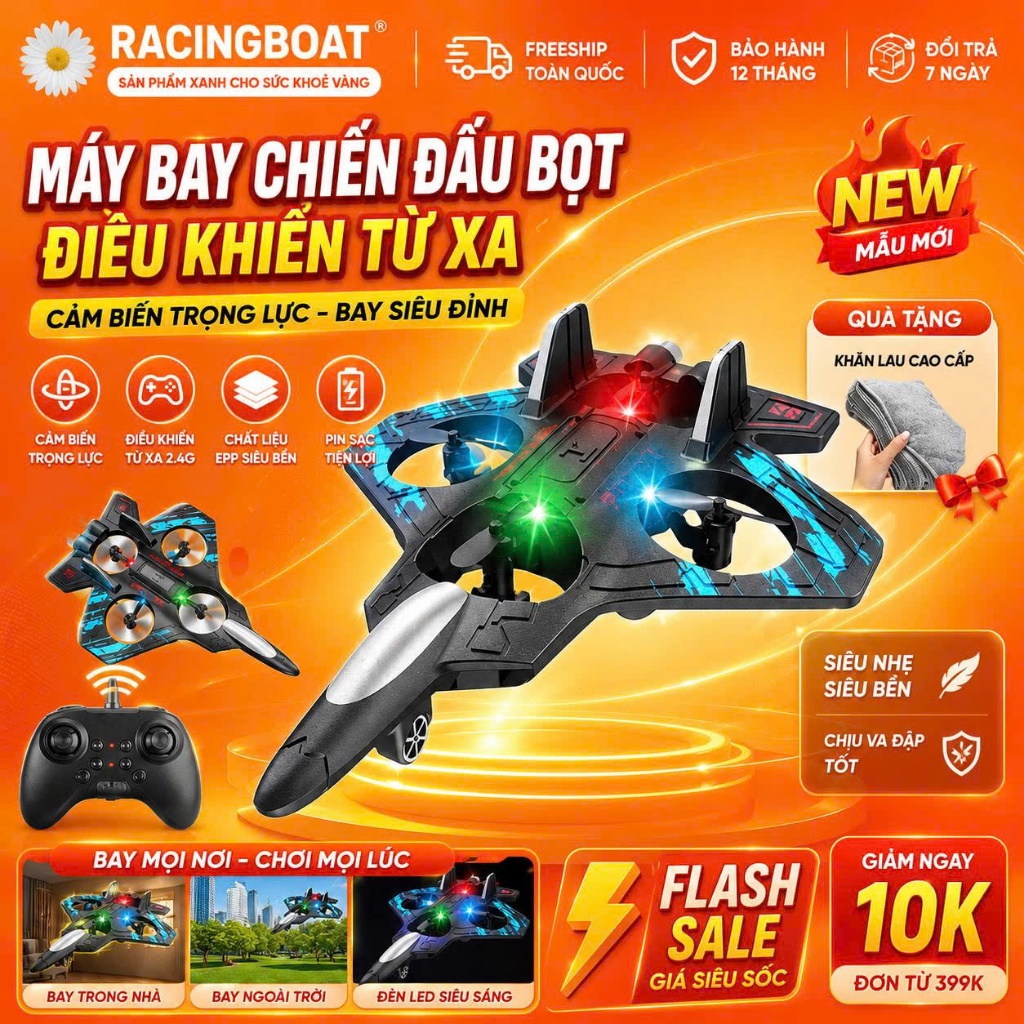 FREESHIP ```Máy bay chiến đấu bọt điều khiển từ xa, Đồ chơi trực thăng bay cảm biến trọng lực có thể sạc lại``` Tiện Lợi