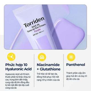 (Hàng Công TY) Kem Chống Nắng Torriden Dive-In Purple SPF50+ PA++++ Dưỡng Ẩm Sáng Da 60ml Duduhouse
