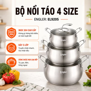 Nồi Inox 304 Engler EL9205 Đáy 5 Lớp Thân 3 Lớp Dùng Mọi Loại Bếp Truyền Nhiệt Nhanh