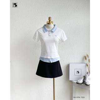 Áo thun ngắn tay Twentyfive cổ polo phối hình thêu dễ phối đồ mặc đi học đi chơi 7320