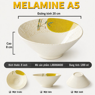 Bát Tô Phíp ( Melamine A5 ) Hoa Văn Hình Lá Tre Dùng Cho Nhà Hàng Khách Sạn 008A600