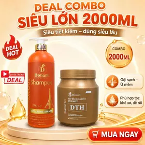 Combo Chăm Tóc Dầu Gội Donami và Ủ Tóc Hyamin DTH Collagen Keratin Phục Hồi Tóc Khô Xơ Hư Tổn