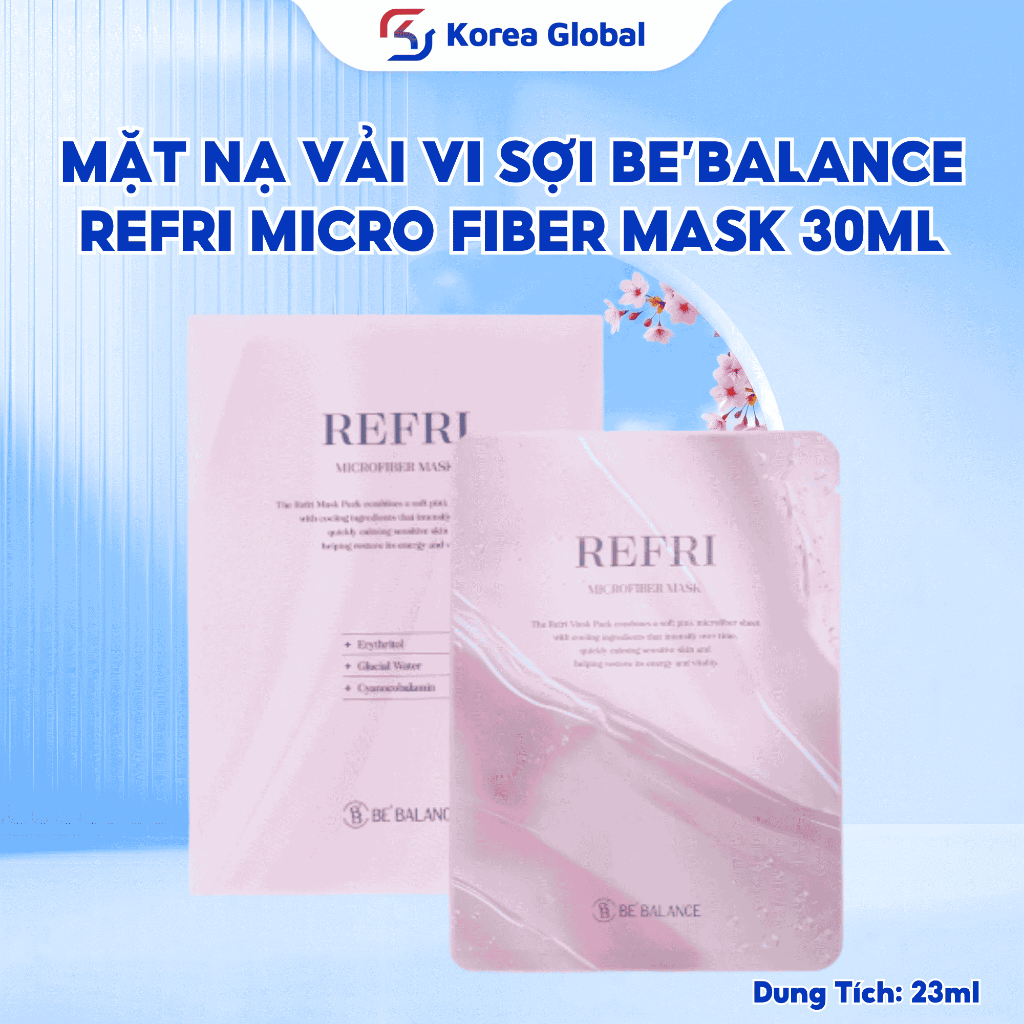 Mặt Nạ Vi Sợi Be'Balance Refri Hồng Micro Fiber Mask 30ml Cấp Ẩm, Làm Dịu Da