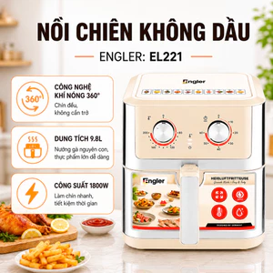 Nồi chiên không dầu ENGLER EL221 Dung Tích 9.8L, Công Nghệ Đối Lưu Giảm Mỡ Thừa