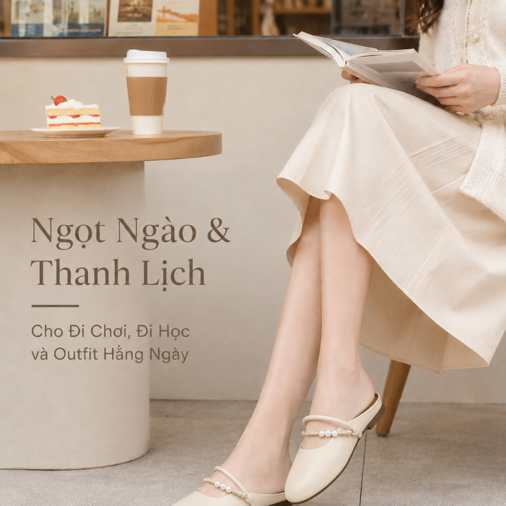 IKUNKA Giày mule nữ bít mũi quai ngang đế thấp, dép lê nữ công sở thanh lịch đơn giản êm chân