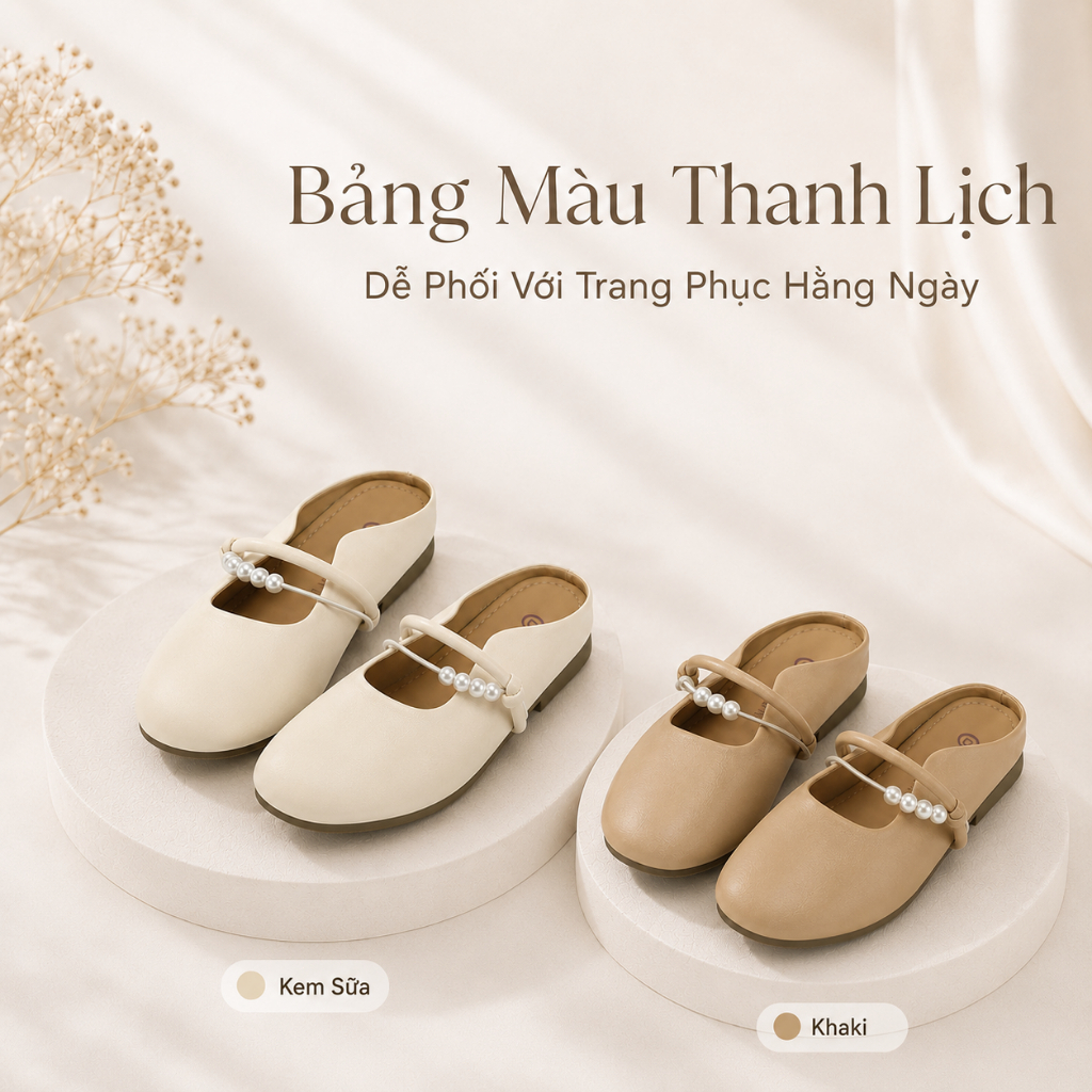IKUNKA Giày mule nữ bít mũi quai ngang đế thấp, dép lê nữ công sở thanh lịch đơn giản êm chân