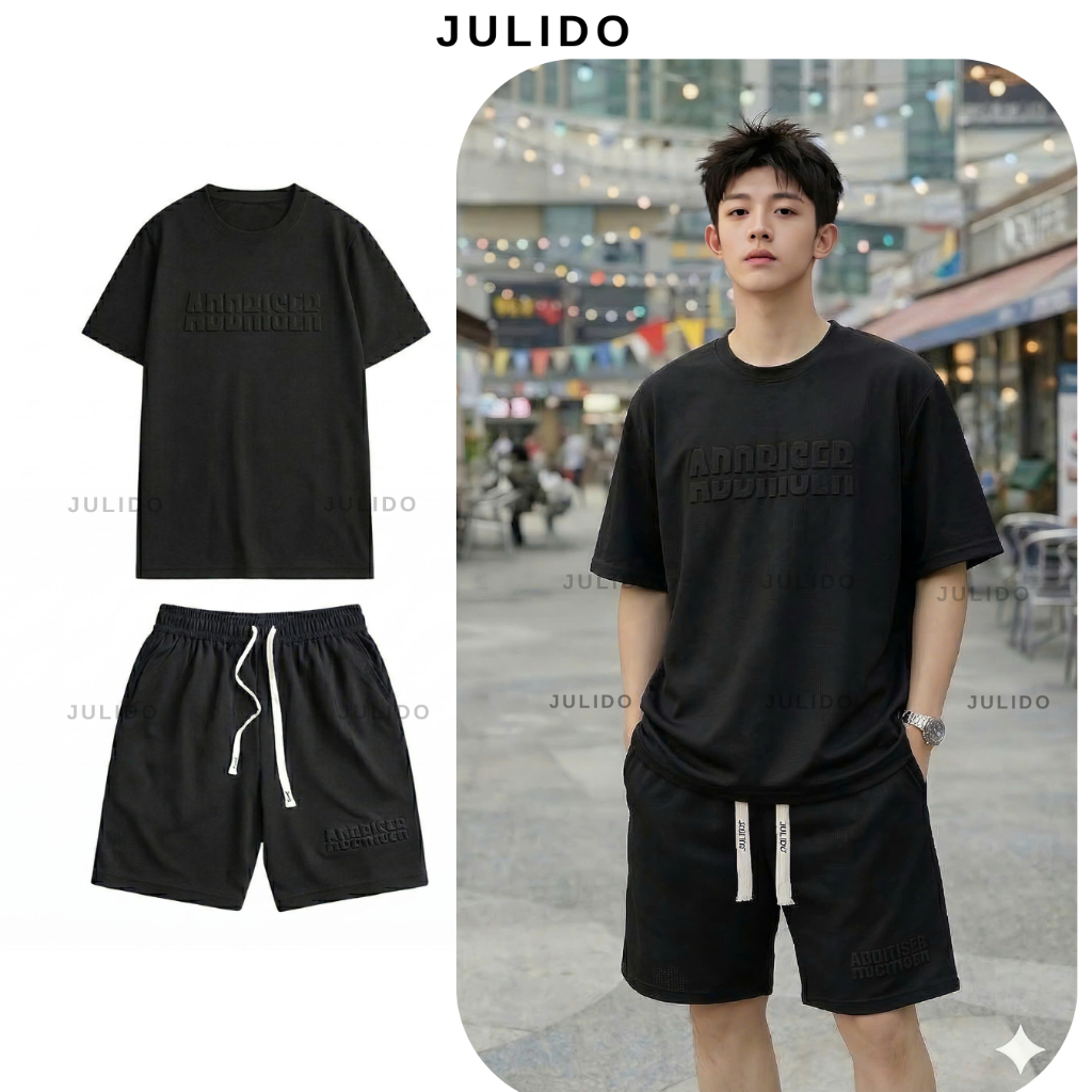 Bộ quần áo thể thao nam nữ JULIDO dập hình vân nổi ARES, chất liệu vải Waffle thoáng mát, thấm hút mồ hôi