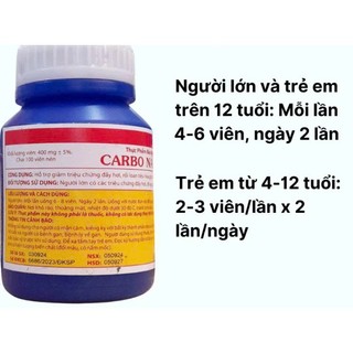 Viên than hoạt tính Carbo Nam Việt - Lọ 100 viên- Hỗ trợ giảm đau bụng, khó tiêu, tiêu chảy