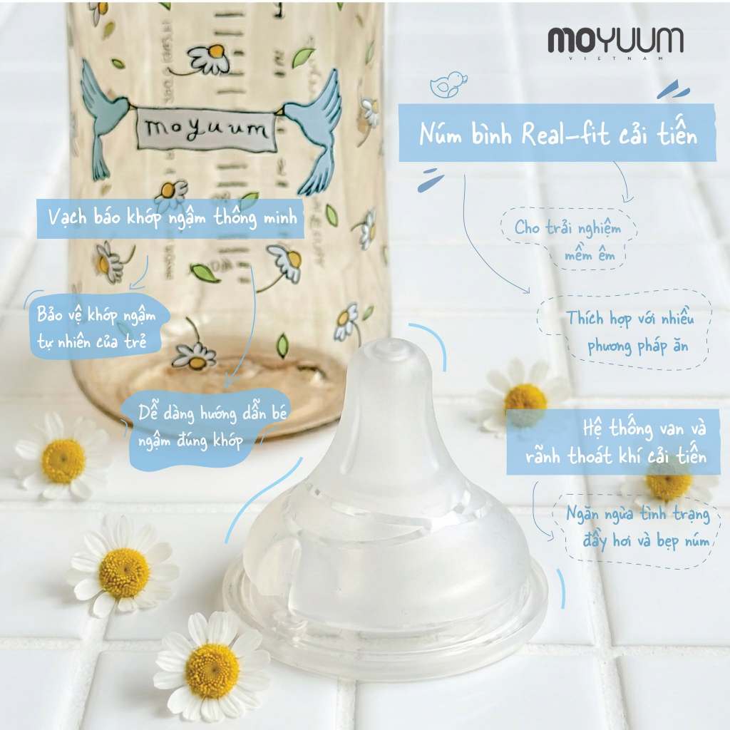 [MỚI] Bình sữa Moyuum chất liệu PPSU - Mẫu Blooming - Thế hệ 3 - 170ml/270ml