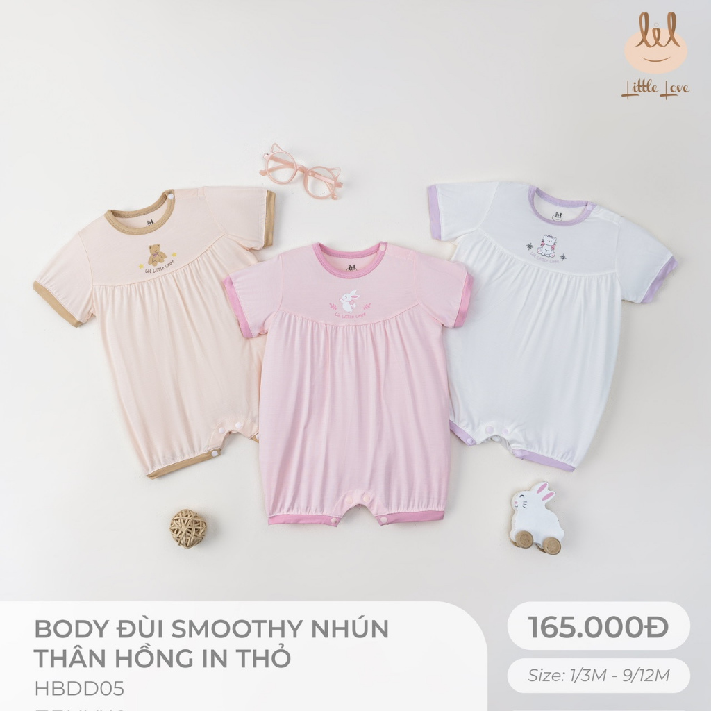 BODY ĐÙI VẢI SỢI TRE [ SIÊU MỀM, MÁT, MỊN CO DÃN VÀ THẤM HÚT TỐT] TRẮNG PHỐI SZ 1/3M - 9/12M (HBDD05)