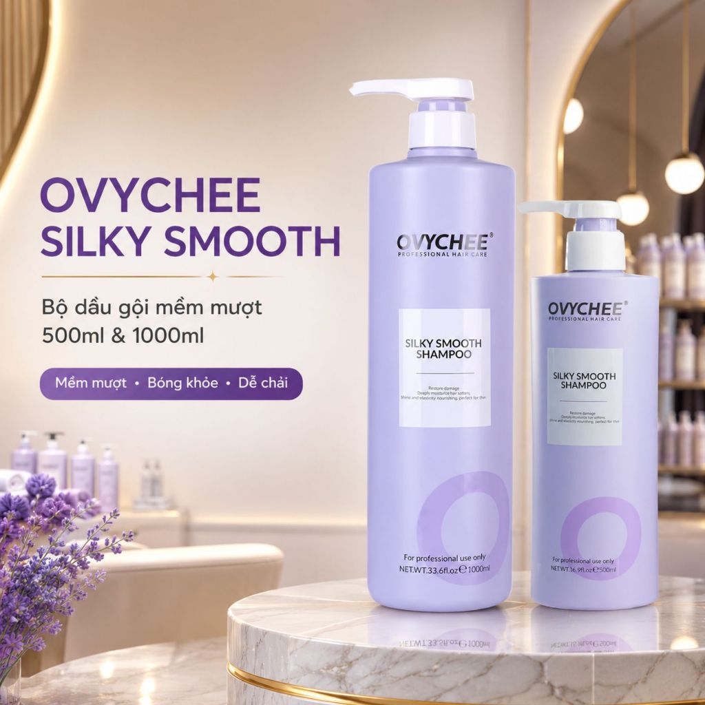 Dầu Gội OVYCHEE Silky Smooth Shampoo 500ml - 1000ml|Hỗ Trợ phục Hồi Tóc Hư Tổn, Giảm Rụng Tóc