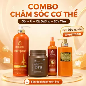 Dầu Gội Donami 1000ml Tặng Ủ Tóc Hyamin Sữa Tắm Bibee và Xịt Dưỡng Hyamin giúp tóc mềm mượt body thơm lâu