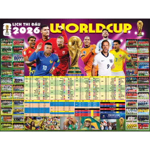 Decal bóc dán - Lịch Thi Đấu World Cup 2026 (Kích Thước 40x30Cm)