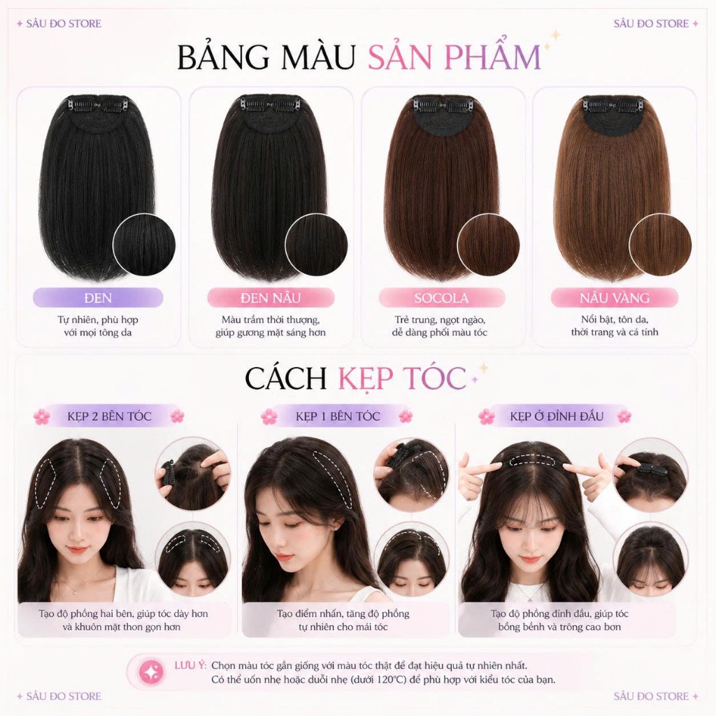 Kẹp phồng mái làm dày tóc – Kẹp nâng phồng che hói tự nhiên, dễ kẹp