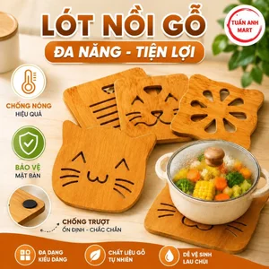 Combo 5 Miếng lót nồi bằng gỗ nhiều hình (kt 15*15cm)