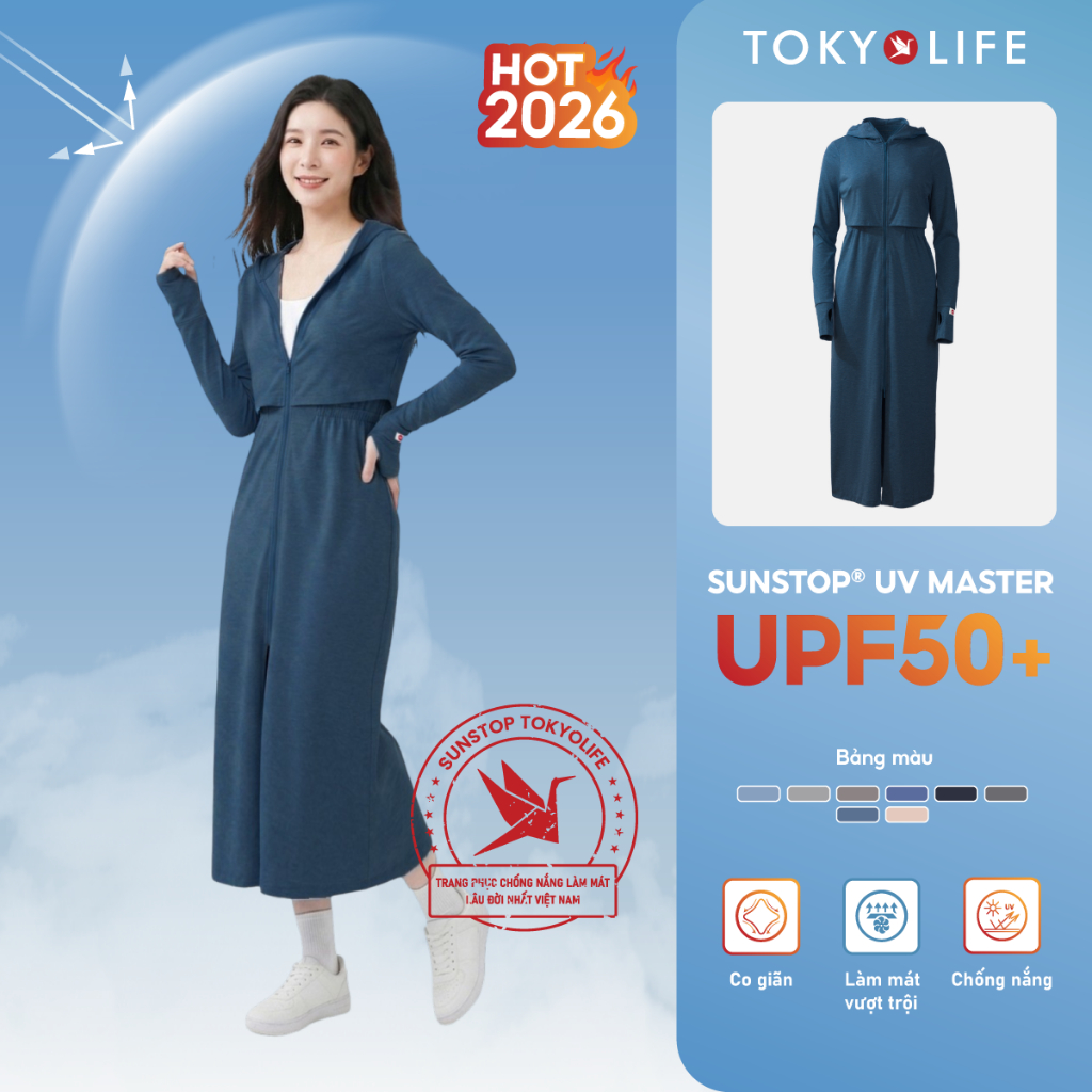 Áo khoác chống nắng NỮ SunStop Master chống tia UV dáng dài thoáng mát tối ưu TOKYOLIFE 40000096