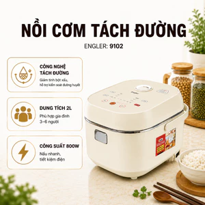 Nồi cơm 2L ENGLER EL9102, 15 chức năng nấu, lòng inox 304, công nghệ tách đường an toàn cho gia đình