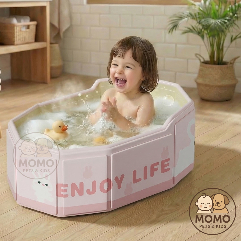 HỎA TỐC HCM - Bồn Tắm Cho Bé Nhựa PVC Gập Gọn Cho Bé Thiết Kế Dày Dặn An Toàn Cho Trẻ Sơ Sinh Tắm Không Cần Bơm Hơi