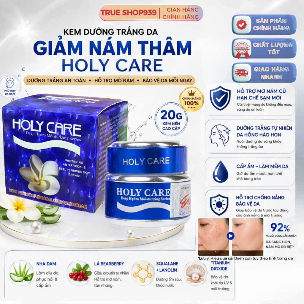 Kem Dưỡng Trắng Da Mờ Nám HOLY CARE ANTI FRECKLE BEAUTY FIRMING SKIN CREAM (Xanh) 20G