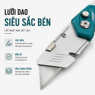 Dao Rọc Đa Năng JCTOP Gấp Gọn - Thép SK-5 Kèm 3 Lưỡi Dự Phòng Thay Lưỡi Nhanh