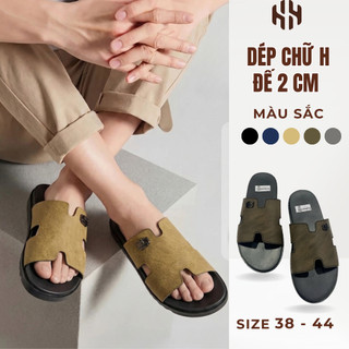 [SALE 7.7 GIẢM 30K] Dép Chữ H Quai Ngang Đế PU Quai Da Mềm Chắc Chắn Êm Chân Thời Trang Nam Size 38-44