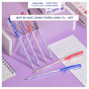 Bút Bi Thiên Long TL-027 Mực Xanh Ngòi 0.5mm, Nét Chữ Thanh Mảnh Đều Màu