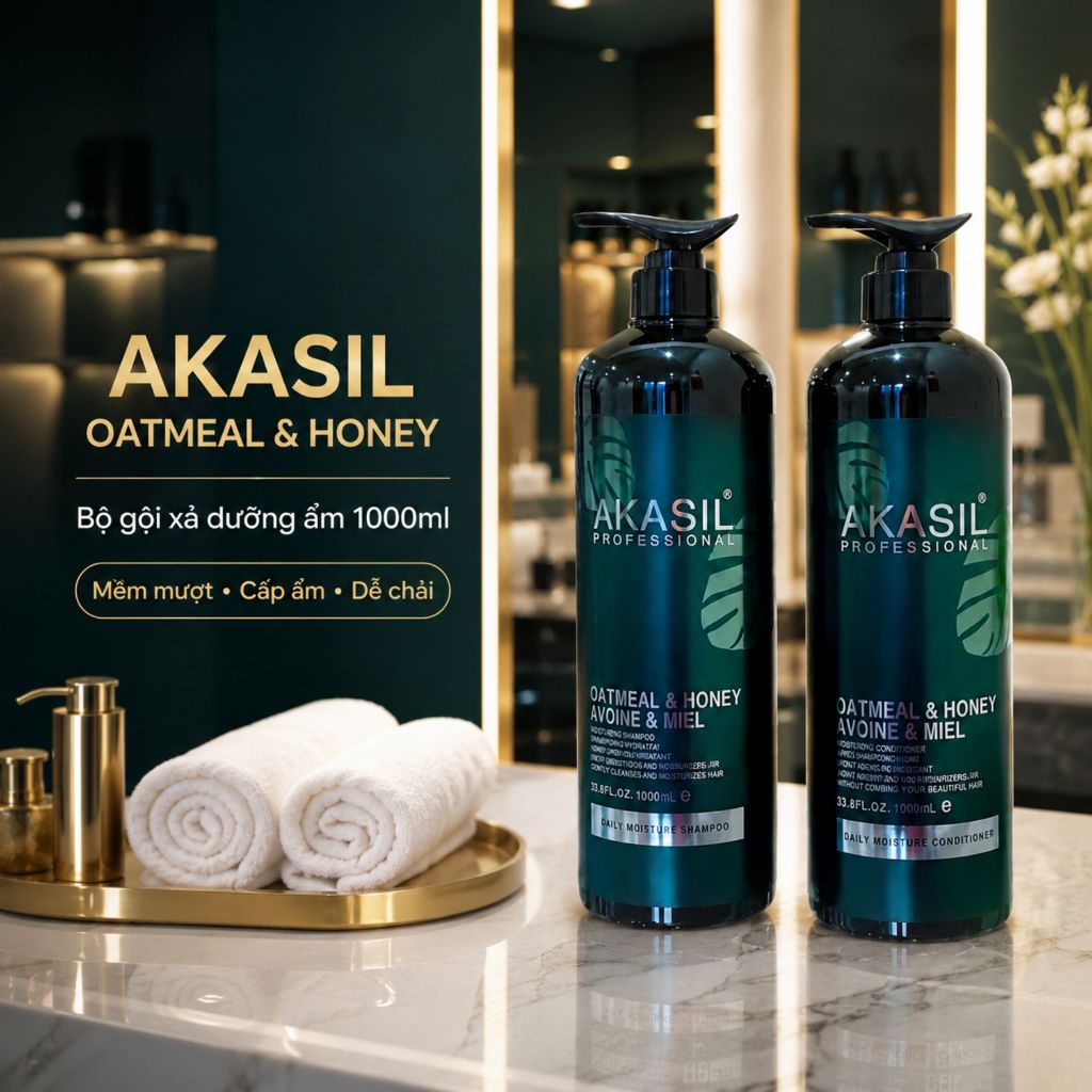 Dầu Gội Xả AKASIL 500ml - 1000ml | Dưỡng Ẩm Tóc Khô Xơ, Mềm Mượt Chuẩn Salon
