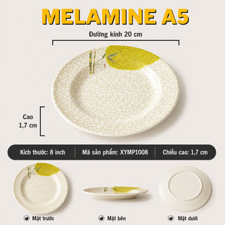 Đĩa Phíp ( Melamine A5 ) Hoa Văn Hình Lá Tre Dùng Cho Nhà Hàng Khách Sạn P 1008