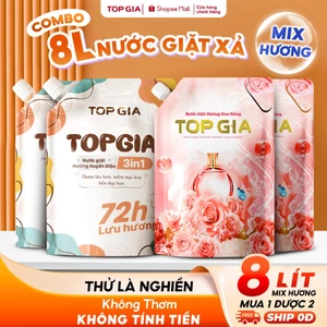 Nước Giặt Xả TopGia Hương Huyền Diệu & Hoa Nắng Dịu Nhẹ, An Toàn Lưu Hương 72H, Túi 2L