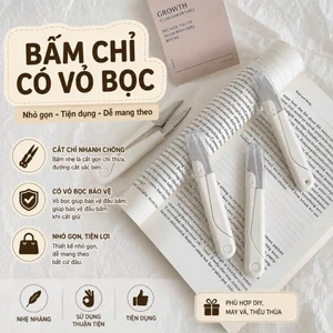 Kéo bấm chỉ màu trắng bằng thép không gỉ có vỏ bọc bảo vệ 11x1.8cm