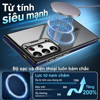 Ốp lưng giá đỡ ống kính kim loại, chống sốc xước, hỗ trợ sạc từ tính – Dành cho Samsung S22 S23 S24 S25 S26 Plus Ultra