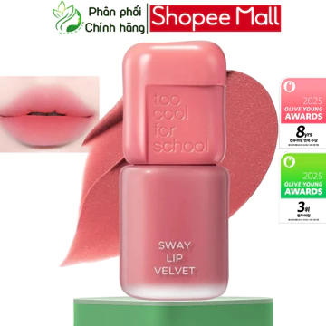 Too Cool For School Sway Lip Velvet 08 Rose Breeze Son Kem Lì Hàn Quốc Màu Hồng Đất Mịn Nhẹ