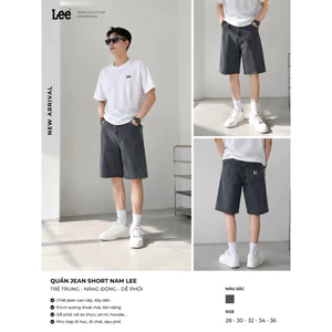 Quần Short Jean Nam Lee Form Rộng Loose Fit Màu Xám Wash Cao Cấp - Quần Jean Lửng Nam Unisex Thời Trang Hàn Quốc