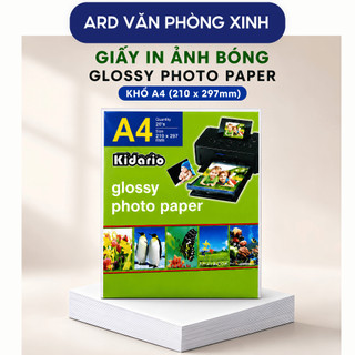 Giấy in ảnh bóng Kidario Glossy Photo Paper A4, giấy in phun sắc nét bề mặt bóng đẹp mắt