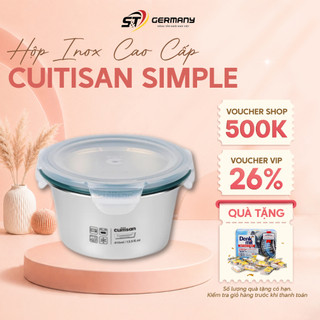 HCM Hộp Inox Cao Cấp Cuitisan Simple Round EC7, nắp khóa 4 cạnh chắc chắn, an toàn trong lò vi sóng GermanySnT