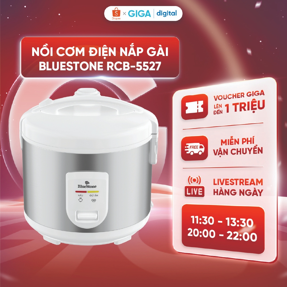 [Voucher 5%] Nồi cơm điện nắp gài BlueStone 1.8L RCB-5527 - Công suất 700W - Điều khiển nút gạt - Bảo hành 24 Tháng