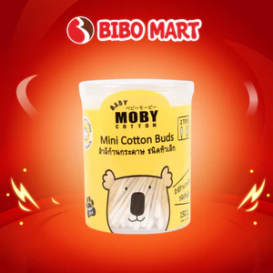 Tăm Bông Trẻ Em Moby Baby Mềm Mại Thấm Hút Nhanh Hộp 150 Chiếc - Bibo Mart