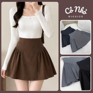 Chân Váy Bigisize Nữ Lưng Cao Dáng Xòe Ngắn Có Quần Bảo Hộ Che Bụng Tốt Vải Tây Đứng Phom CV401