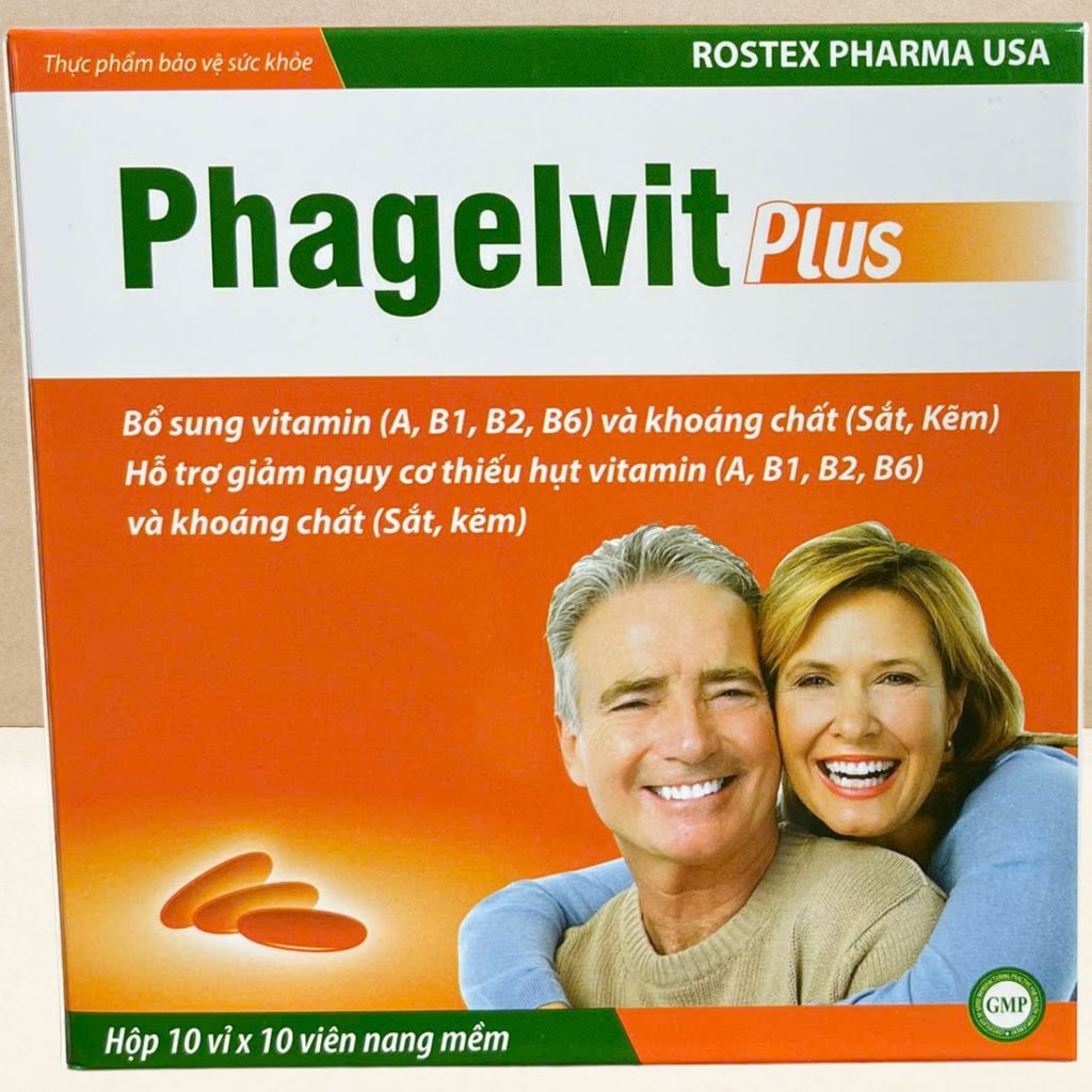 Combo 2 Hộp (Cam) Phagelvit Plus Cam 100 Viên - Rostex - Vinaphar - Vitamin Chữa Lành