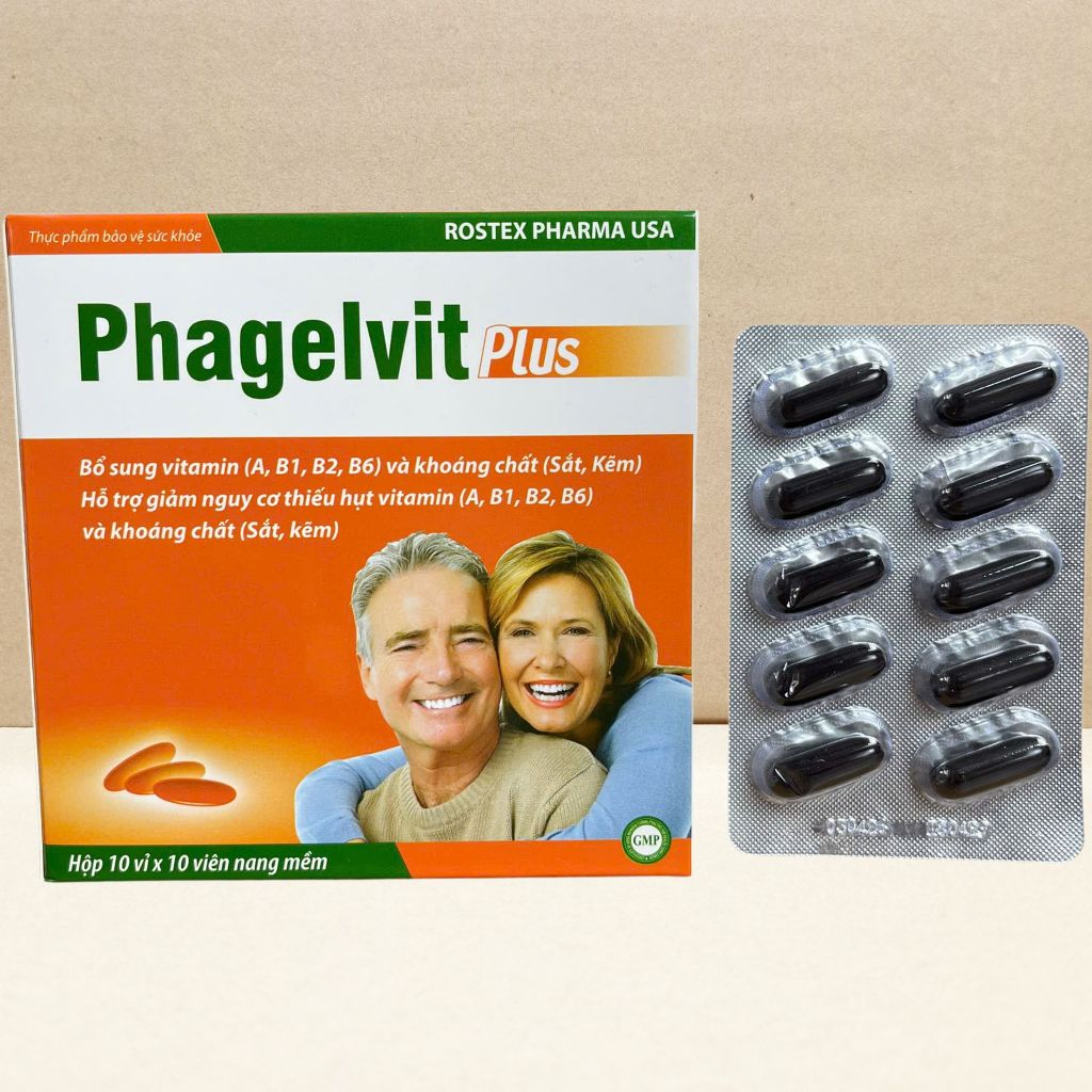 Combo 2 Hộp (Cam) Phagelvit Plus Cam 100 Viên - Rostex - Vinaphar - Vitamin Chữa Lành