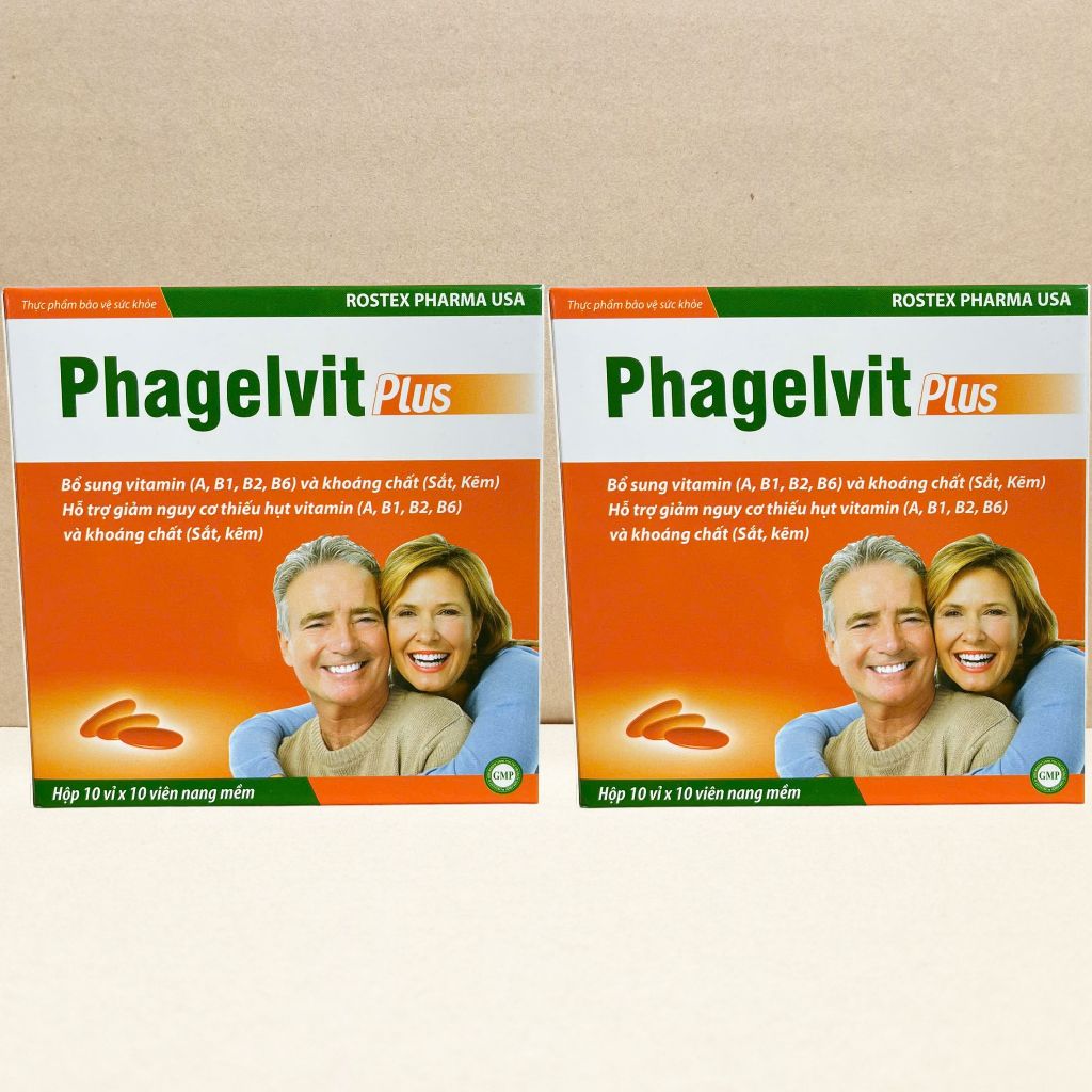 Combo 2 Hộp (Cam) Phagelvit Plus Cam 100 Viên - Rostex - Vinaphar - Vitamin Chữa Lành