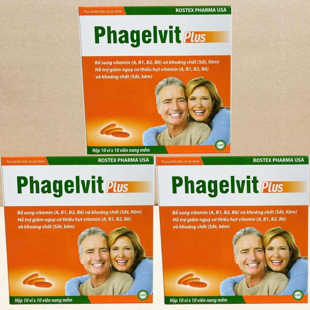 Combo 2 Hộp (Cam) Phagelvit Plus Cam 100 Viên - Rostex - Vinaphar - Vitamin Chữa Lành