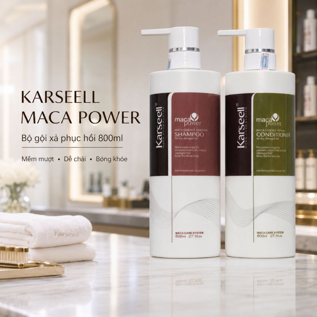 Combo Dầu Gội Xả Karseell Maca Collagen 500ml - 800ml | Collagen Dưỡng Tóc Mềm Mượt, Bóng Khỏe