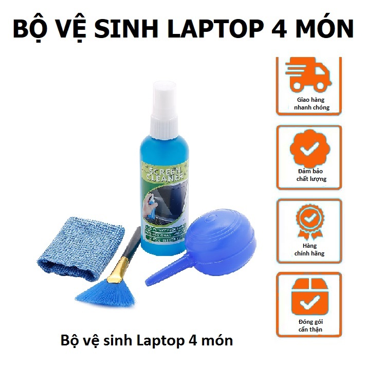 Bộ vệ sinh laptop, máy tính, bàn phím 4 món nhỏ gọn