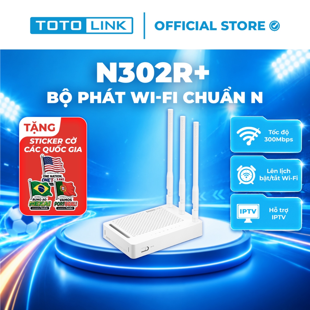 [Xả Kho Model Cũ] TOTOLINK N302R PLUS - Router Wi-Fi chuẩn N 300Mbps (BẢO HÀNH 1 THÁNG)